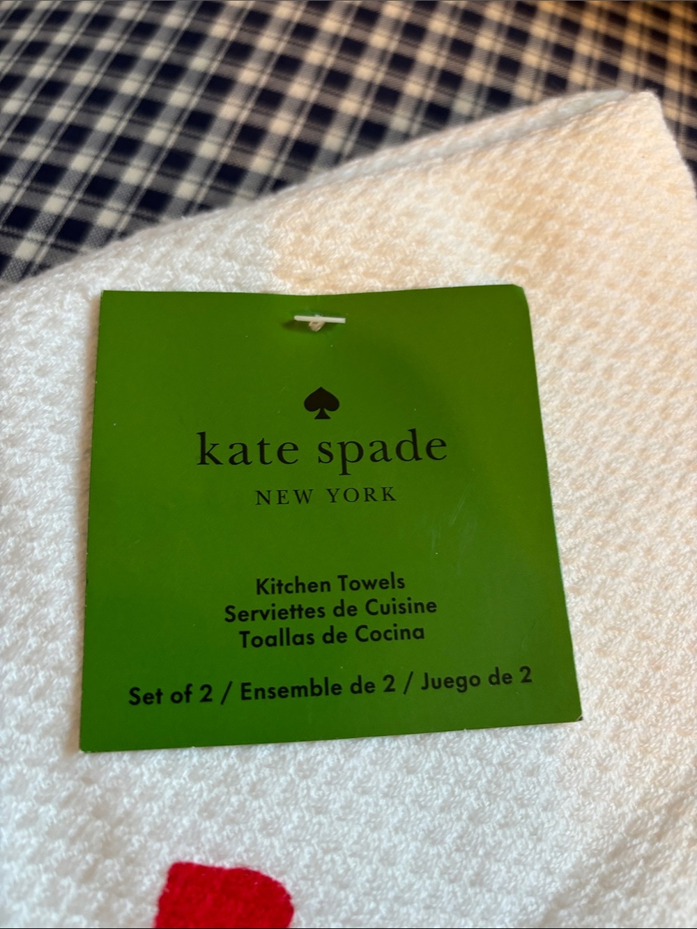kate spade White, Navy, Green & Blue Dragonfly Oven Mitt with Cocktail Towel - Picture 2 of 7